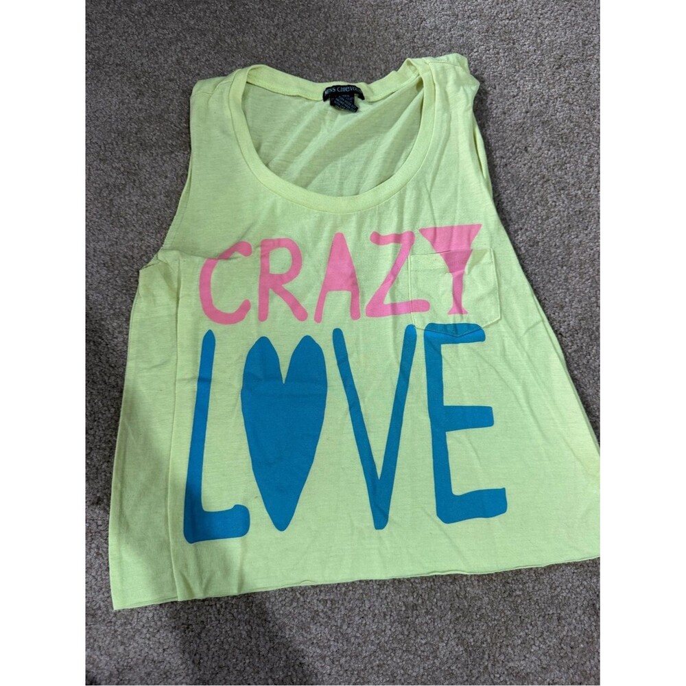 Miss Chievous Yellow Graphic Tank with Pink & Blue Print